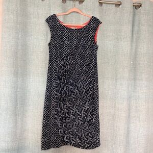 Signature Sadie Navy Geometric Print Ruched Midi Dress